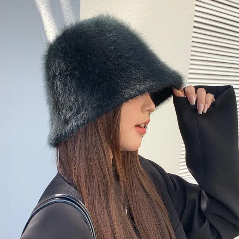 Black Furry Bucket Hat sold by Zulily