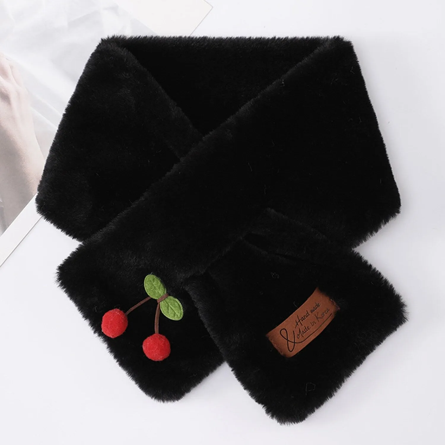 Black Cherry Faux Fur Cross Scarf sold by Zulily