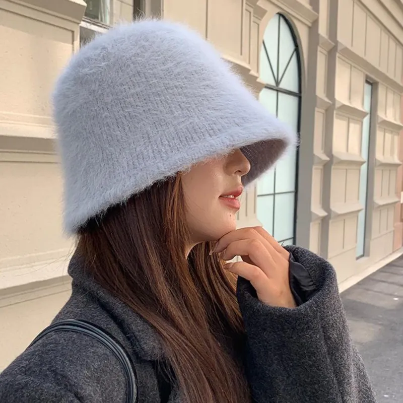 Grey Furry Bucket Hat sold by Zulily