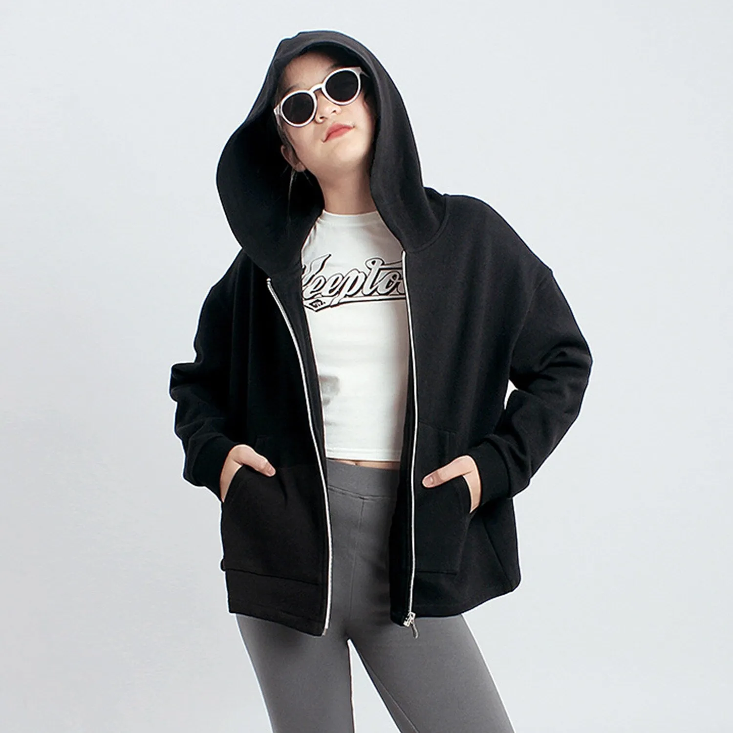 Black Zip-Up Hoodie sold by Zulily