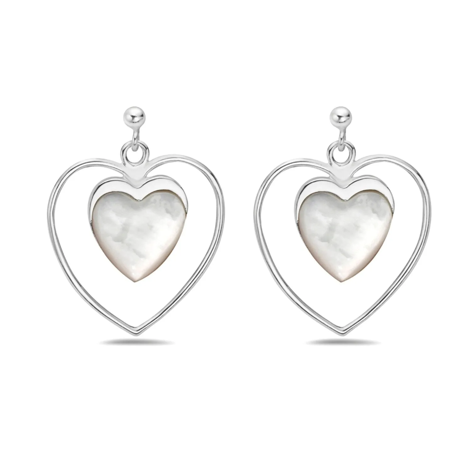 Sterling Silver Heart with Mother of Pearl Stone Heart Earring sold by Zulily