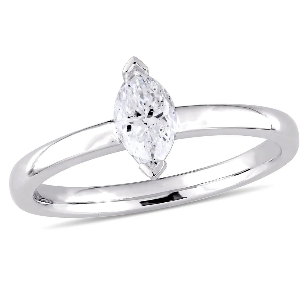 Miadora Signature Collection 14k White Gold 1/2ct TDW Marquise-Cut Diamond Solitaire Engagement Ring sold by Zulily product image thumbnail 2