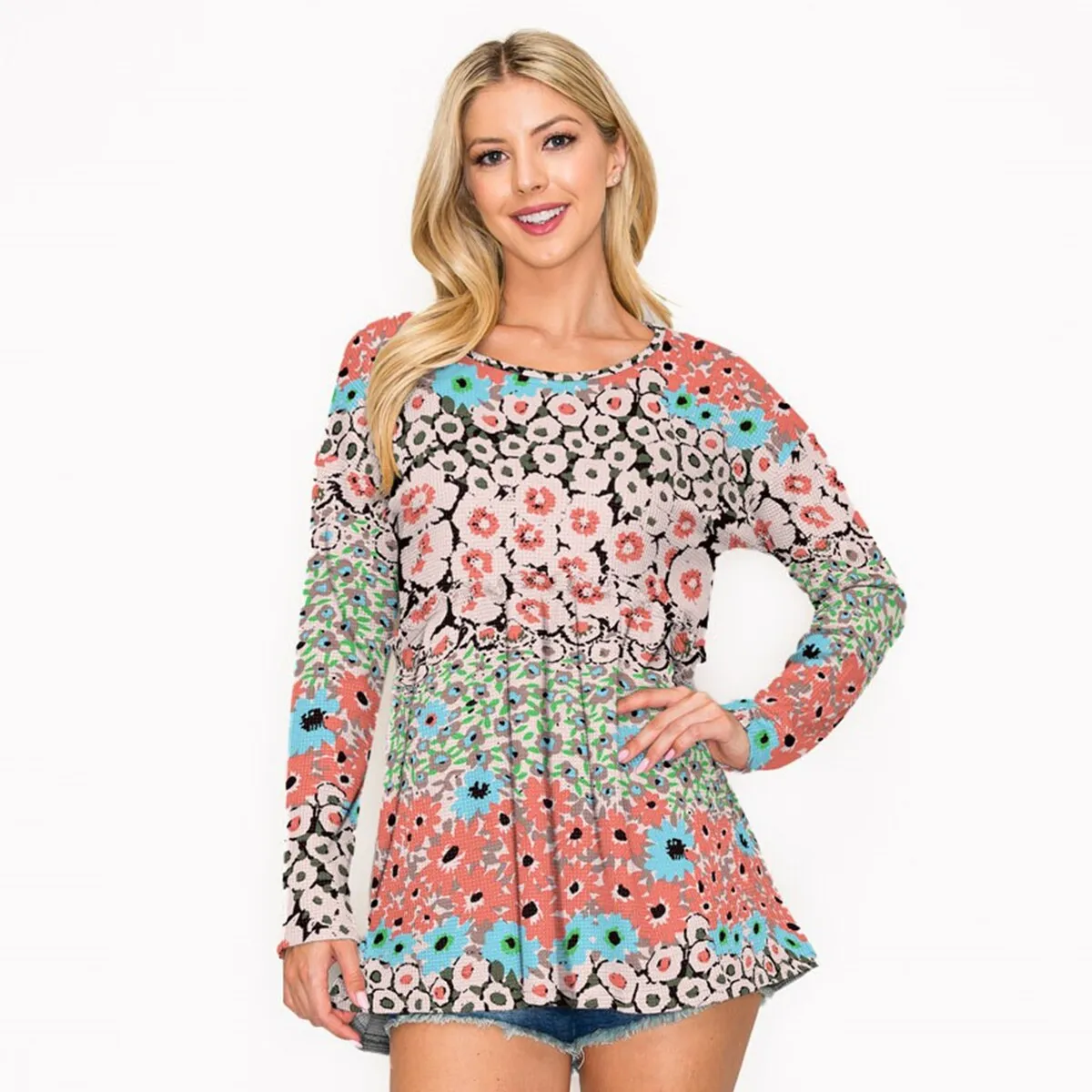 Pink Floral Print Long Sleeve Tunic sold by Zulily
