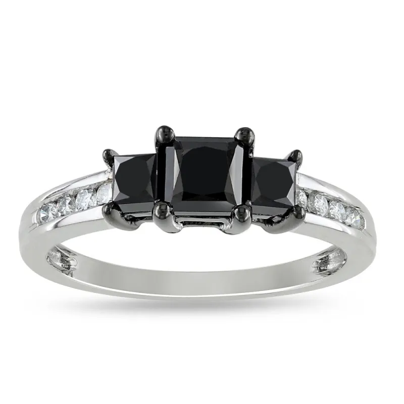 Miadora 10k White Gold 1 1/2ct TDW Princess-cut Black and White Diamond Ring sold by Zulily