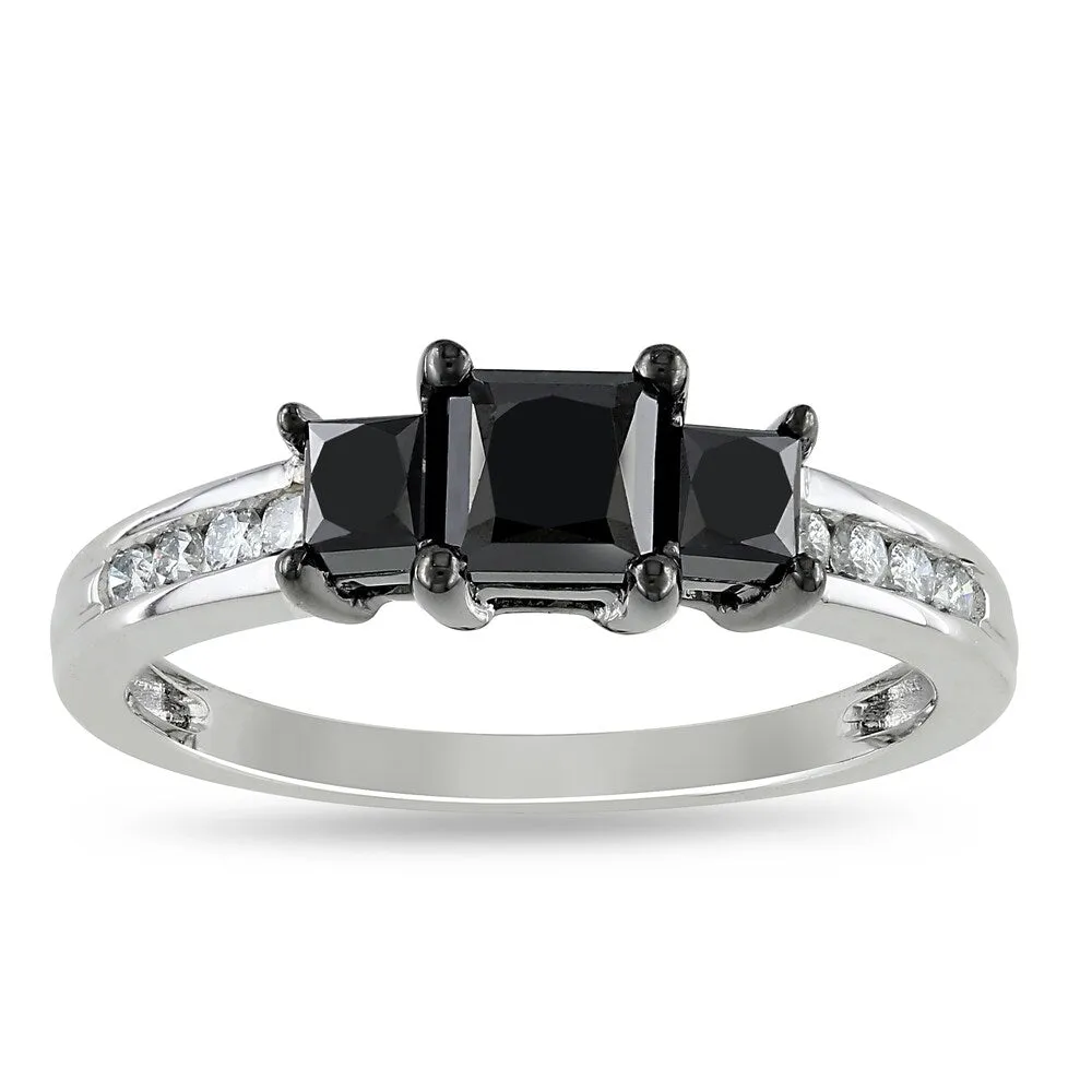 Miadora 10k White Gold 1 1/2ct TDW Princess-cut Black and White Diamond Ring sold by Zulily