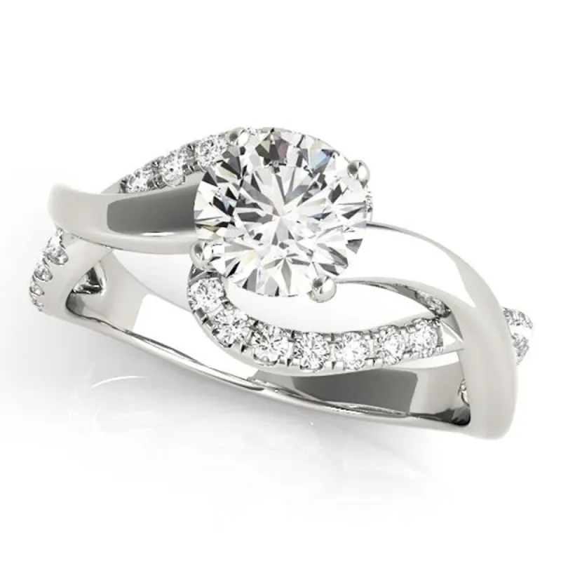 Auriya Modern 3ct Round Moissanote and 1/4ct TDW Diamond Engagement Ring 14K Gold sold by Zulily