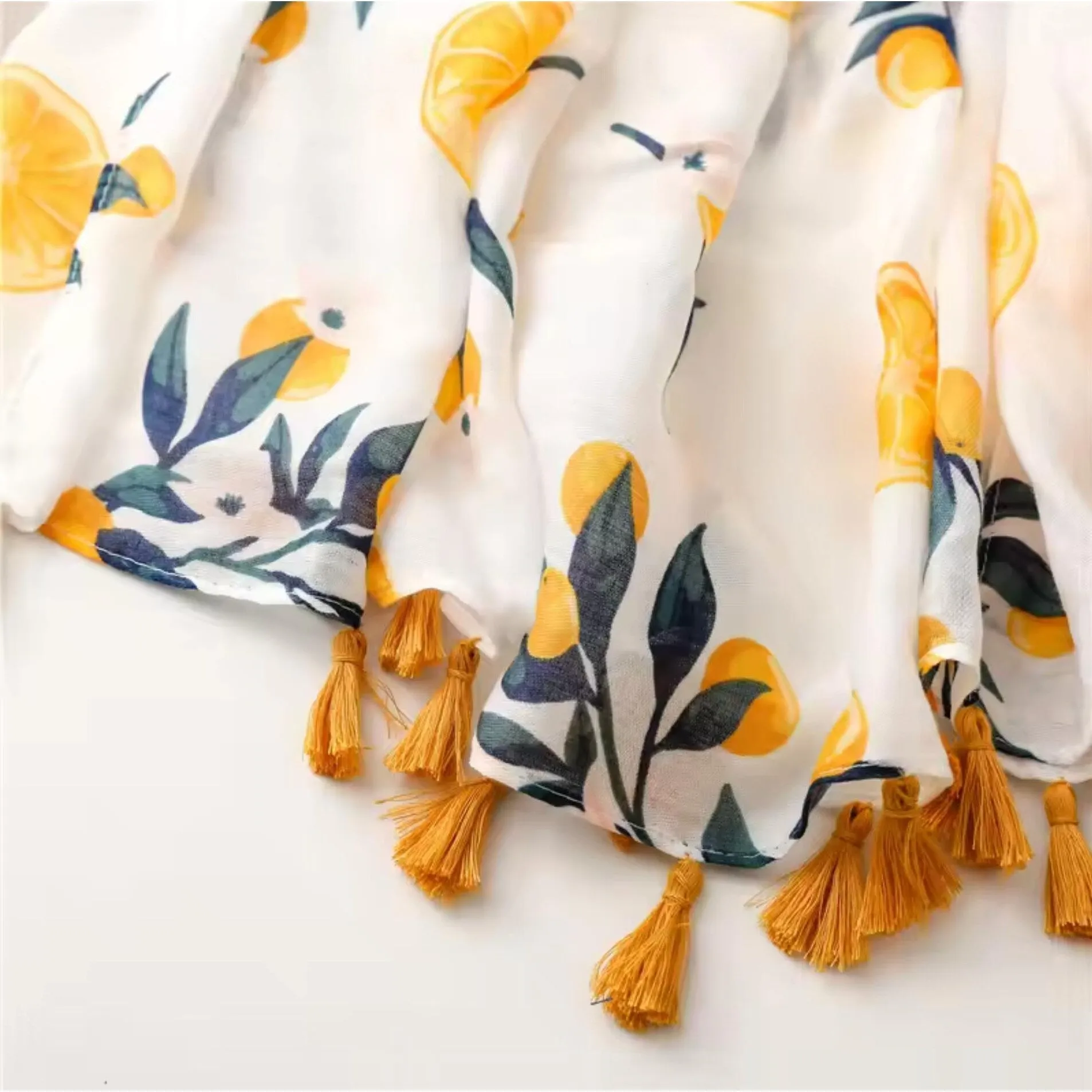 Lemon Print Scarf with Tassels sold by Zulily product image thumbnail 5