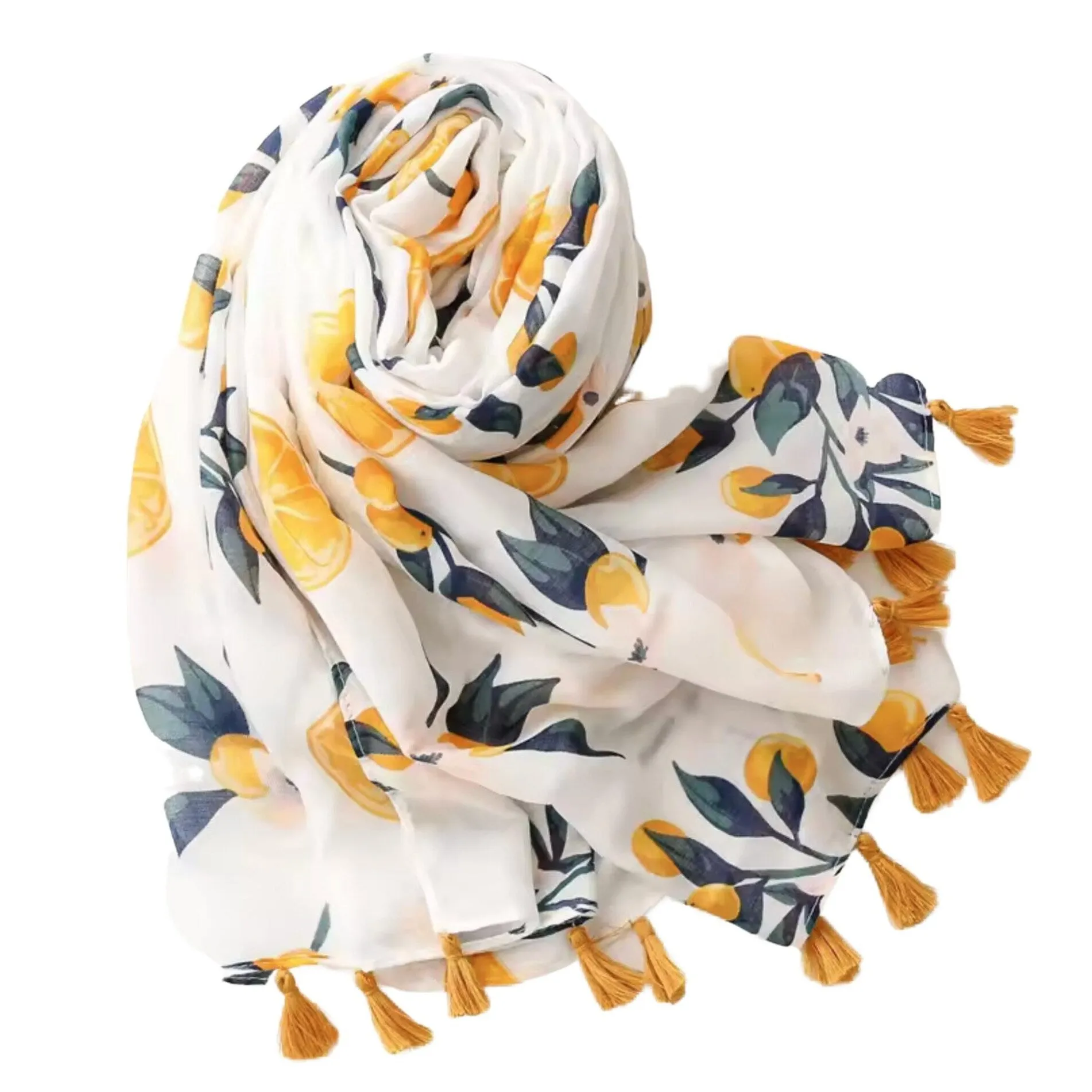 Lemon Print Scarf with Tassels sold by Zulily product image thumbnail 2