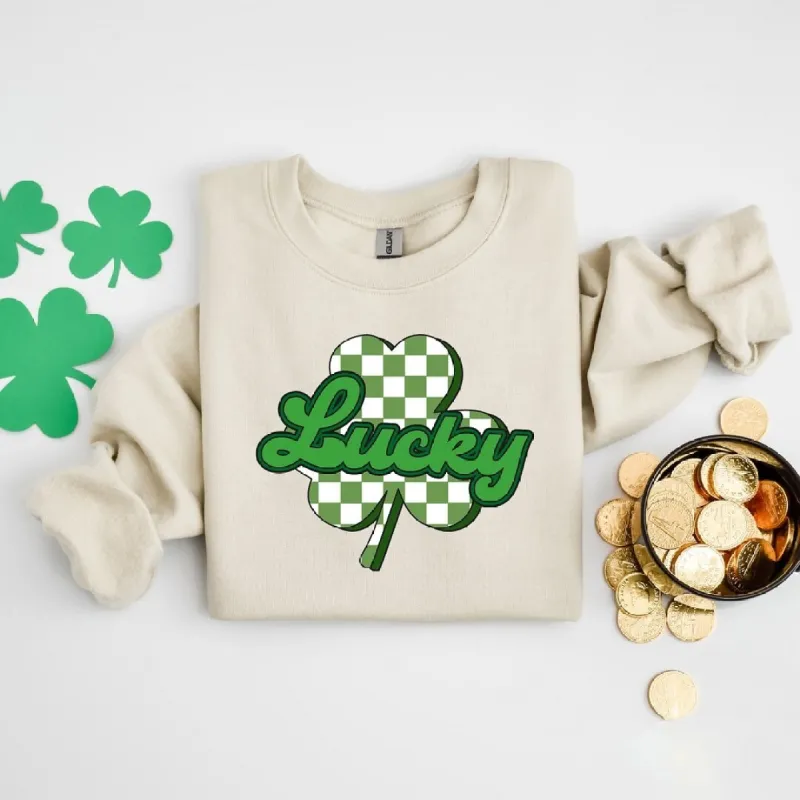 Lucky Cursive Shamrock Graphic Sweatshirt made by Zulily