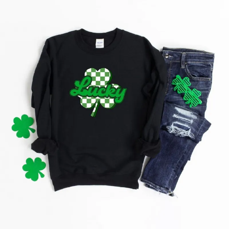 Lucky Cursive Shamrock Graphic Sweatshirt sold by Zulily