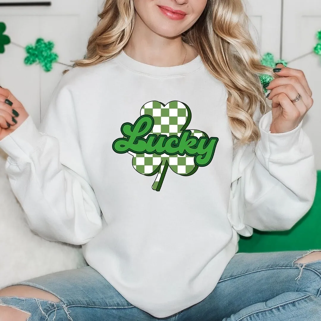 Lucky Cursive Shamrock Graphic Sweatshirt sold by Zulily product image thumbnail 3