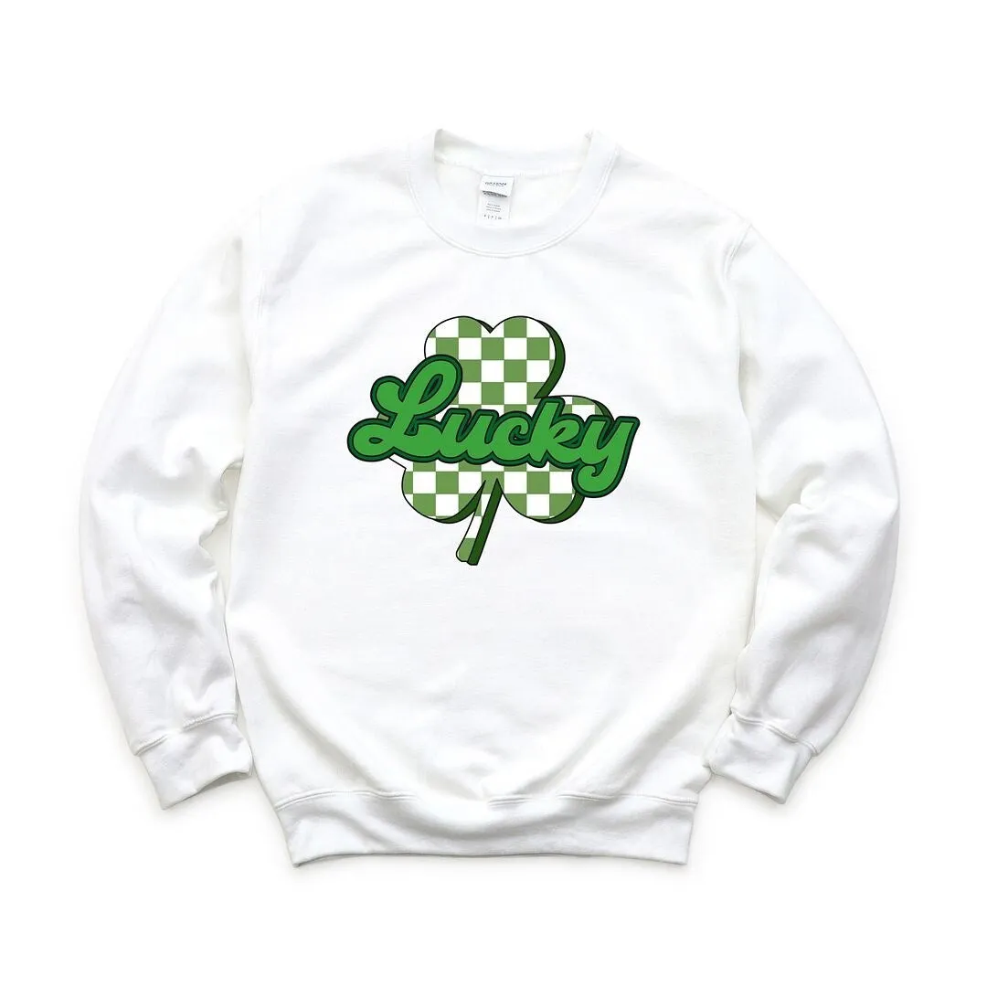 Lucky Cursive Shamrock Graphic Sweatshirt sold by Zulily product image thumbnail 2
