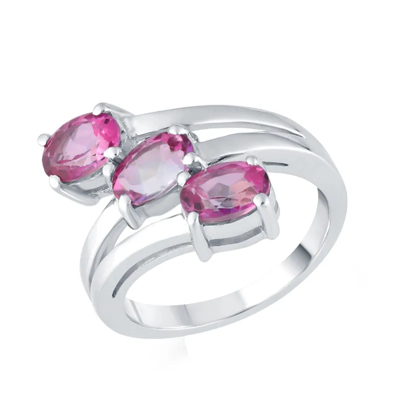 Sterling Silver with Pink Topaz Three Stone Ring sold by Zulily