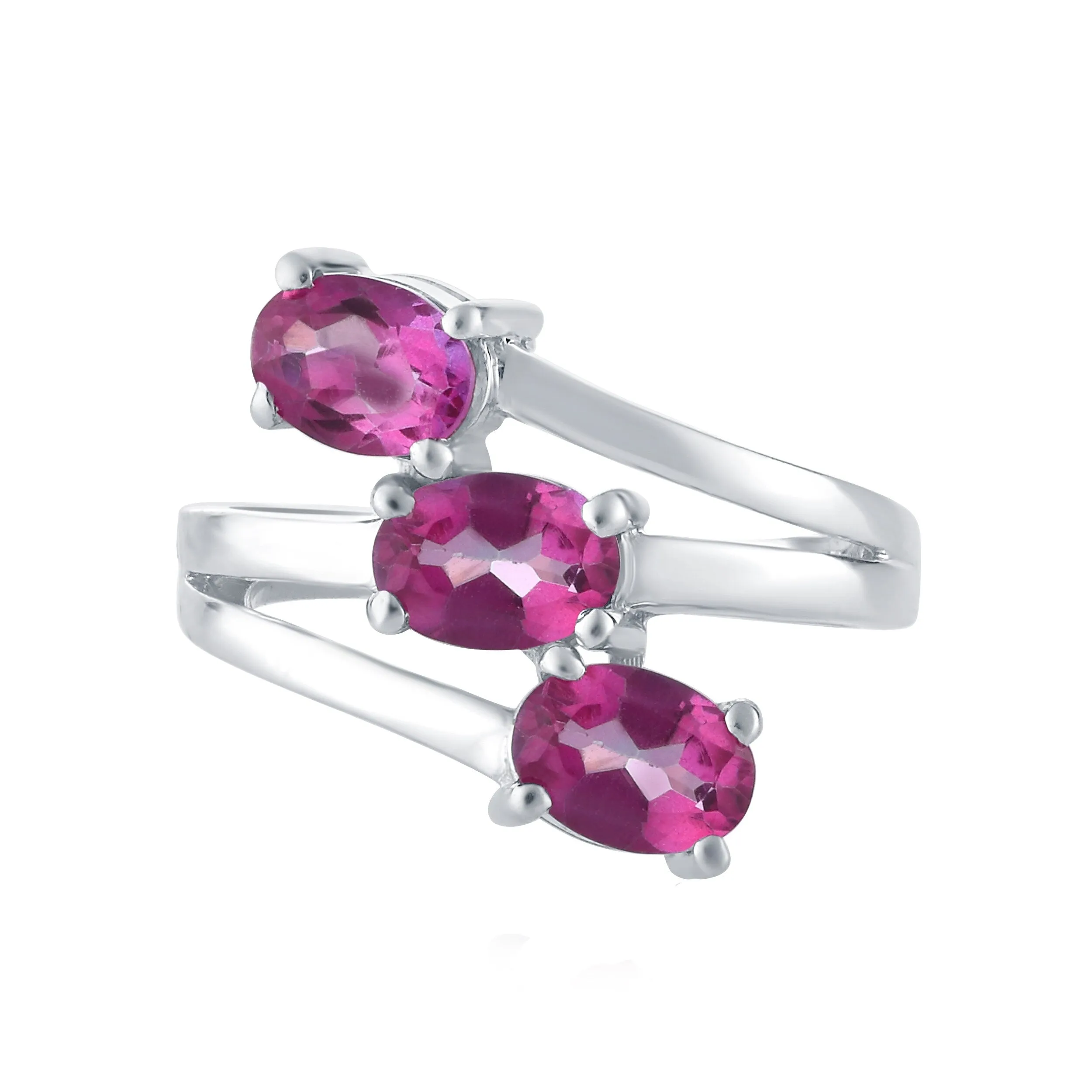 Sterling Silver with Pink Topaz Three Stone Ring sold by Zulily product image thumbnail 2