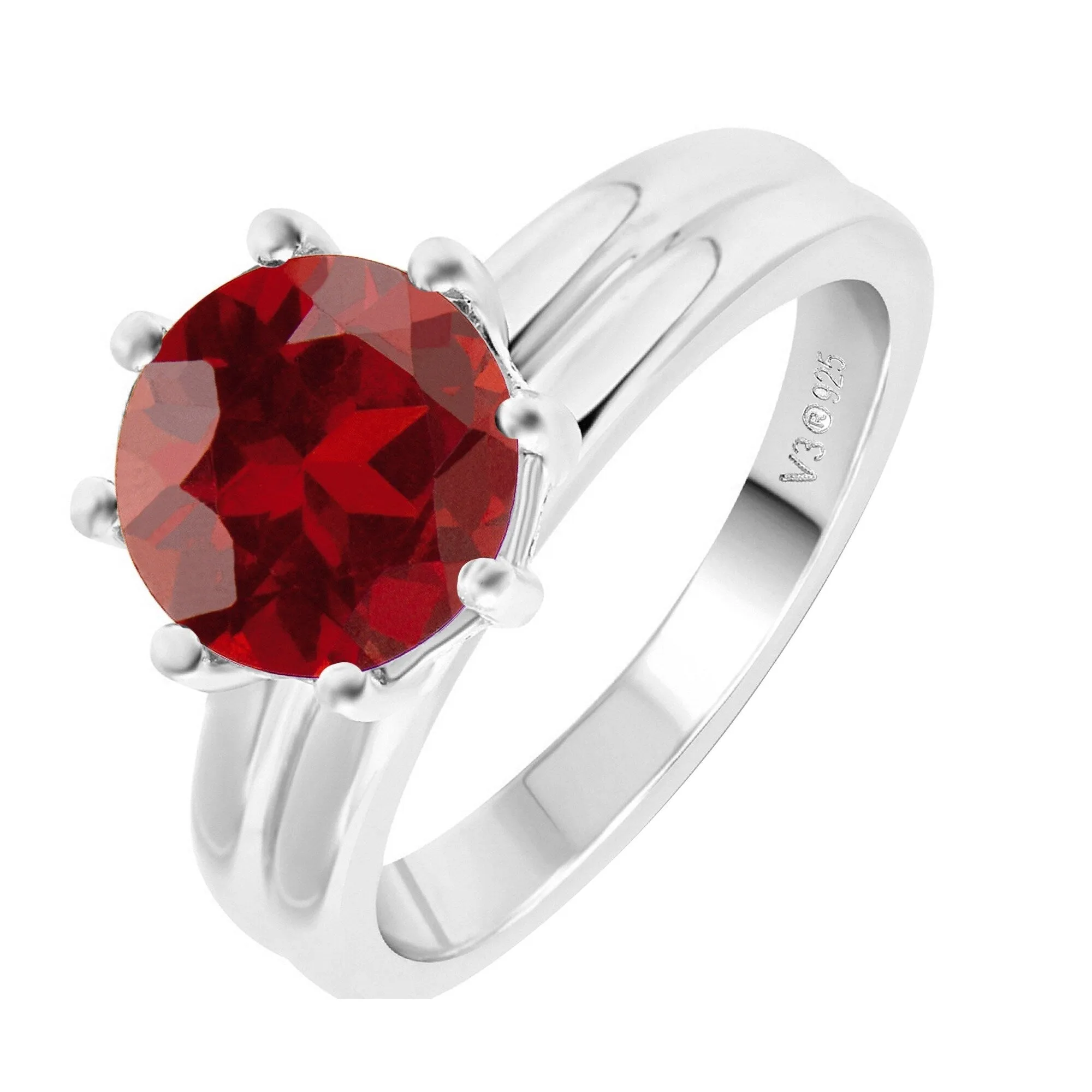 V3 Jewelry 925 Sterling Silver with Round Shape Natural Garnet Solitaire Ring for Women sold by Zulily product image thumbnail 2