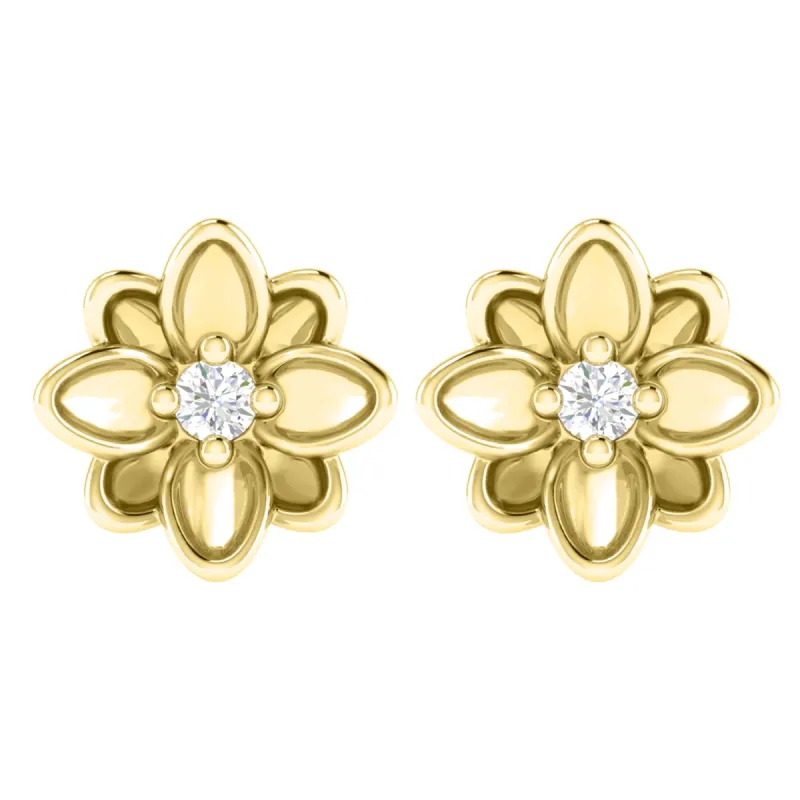 Gold Over Sterling Silver with Moissanite Flower Earring sold by Zulily