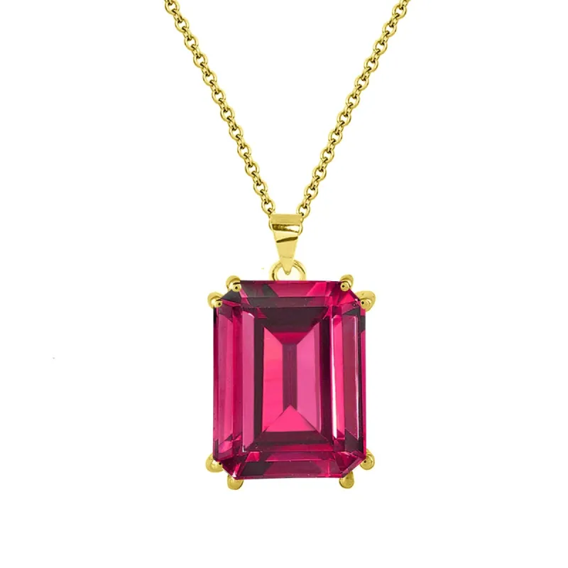 Gold Over Sterling Silver with Ruby Solitaire Pendant with 18" Chain sold by Zulily