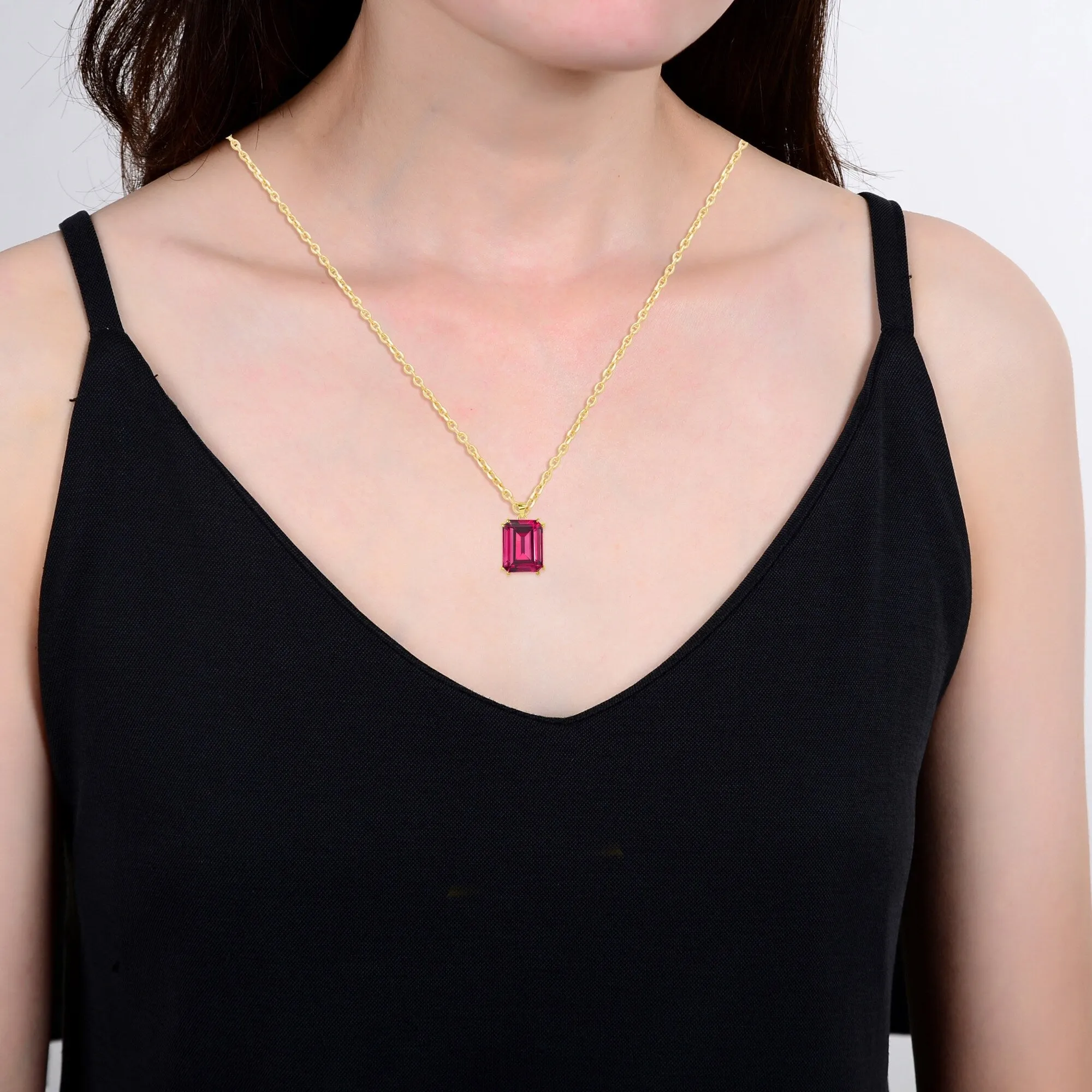 Gold Over Sterling Silver with Ruby Solitaire Pendant with 18" Chain sold by Zulily product image thumbnail 4