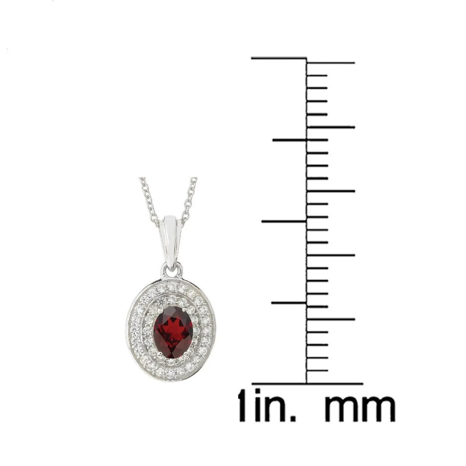 Sterling Silver with Natural Garnet and White Topaz Halo Pendant sold by Zulily product image thumbnail 3