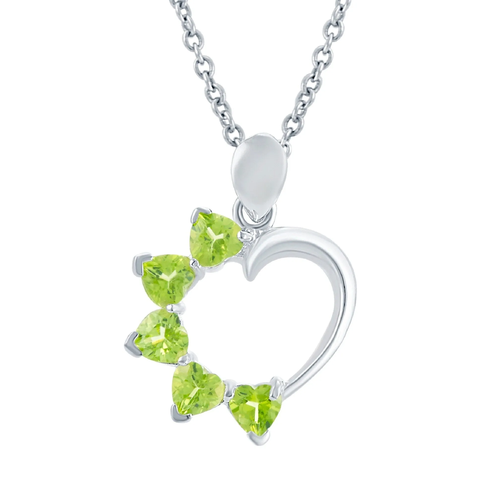 Sterling Silver with Natural Peridot Heart Pendant with 18" Chain sold by Zulily