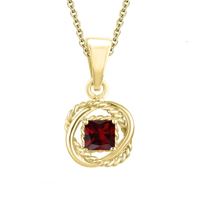 Gold Over Sterling Silver with Natural Garnet Twisted Wire Pendant sold by Zulily