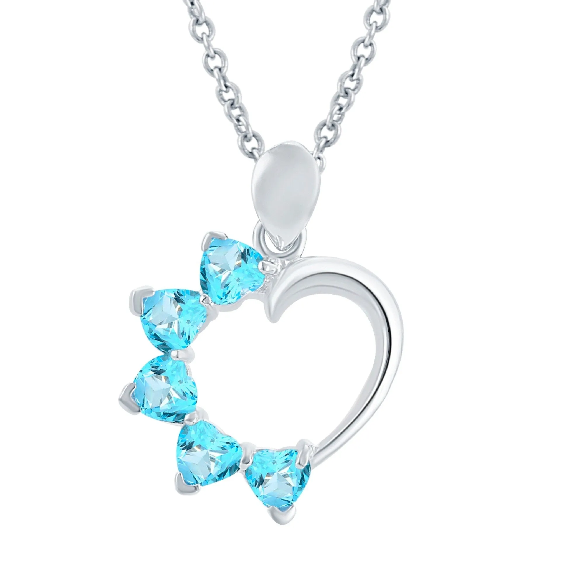 Sterling Silver with Natural Sky Blue Topaz Heart Pendant with 18" Chain sold by Zulily