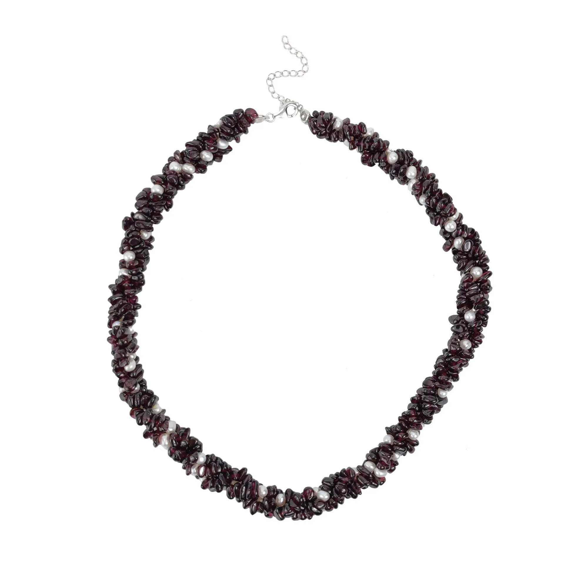 Sterling Silver with Natural Freshwater Pearl and Garnet Strand Necklace sold by Zulily