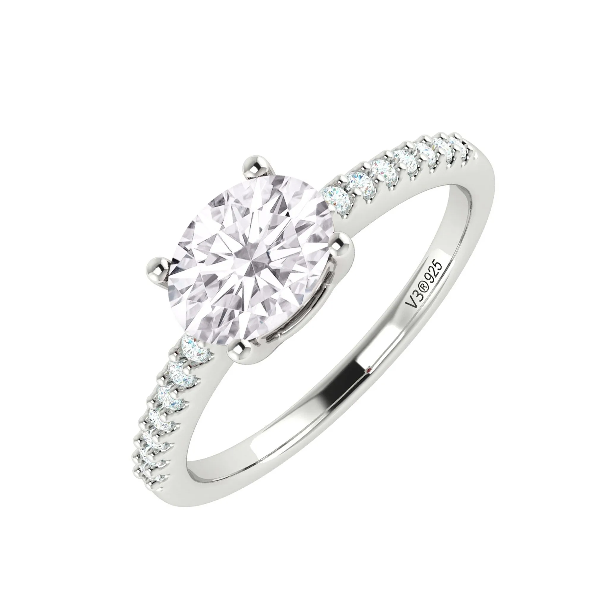 Sterling Silver with Moissanite and White Topaz Solitaire Ring sold by Zulily product image thumbnail 2