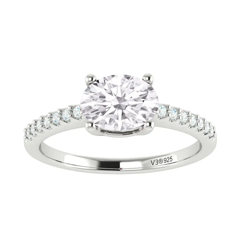 Sterling Silver with Moissanite and White Topaz Solitaire Ring sold by Zulily