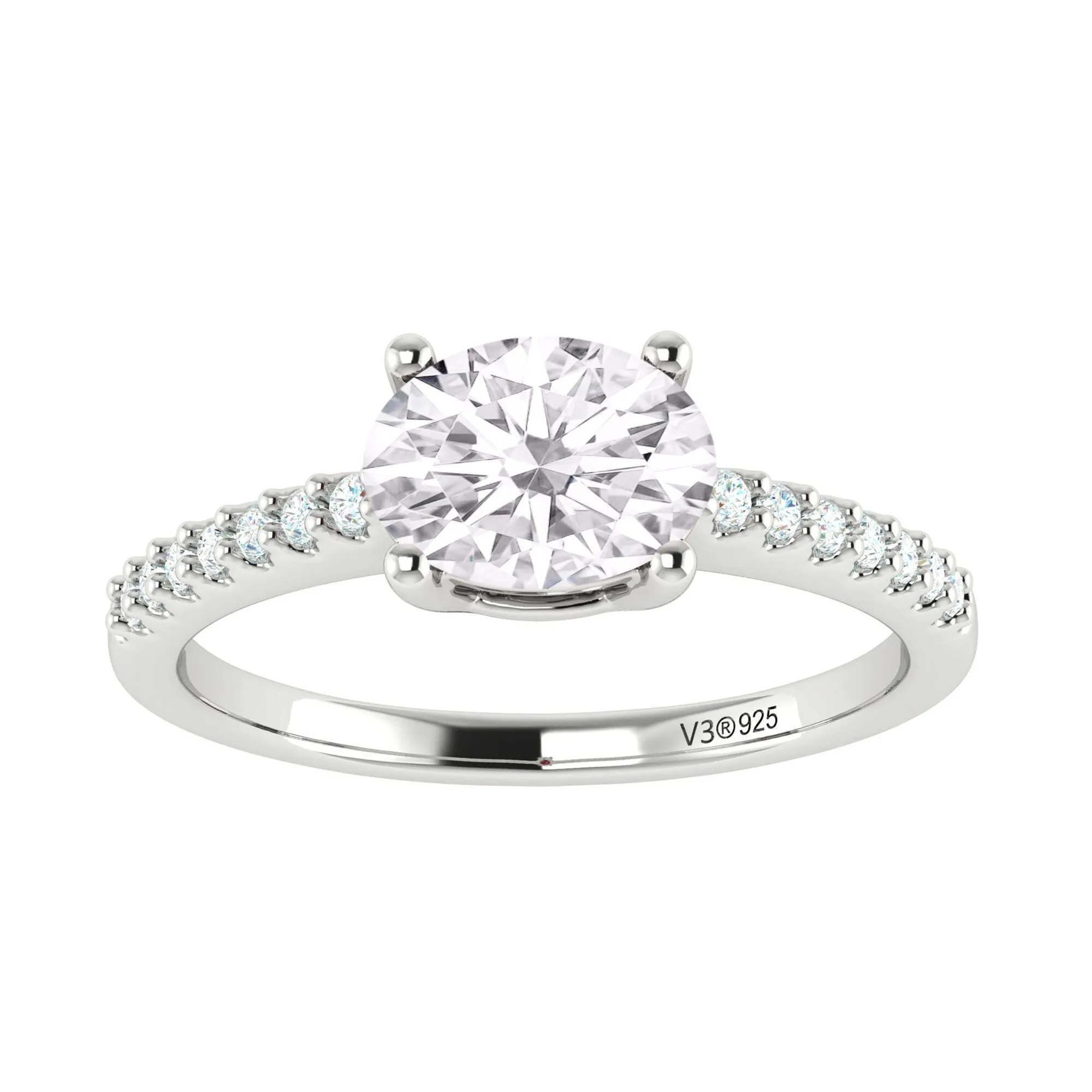 Sterling Silver with Moissanite and White Topaz Solitaire Ring sold by Zulily