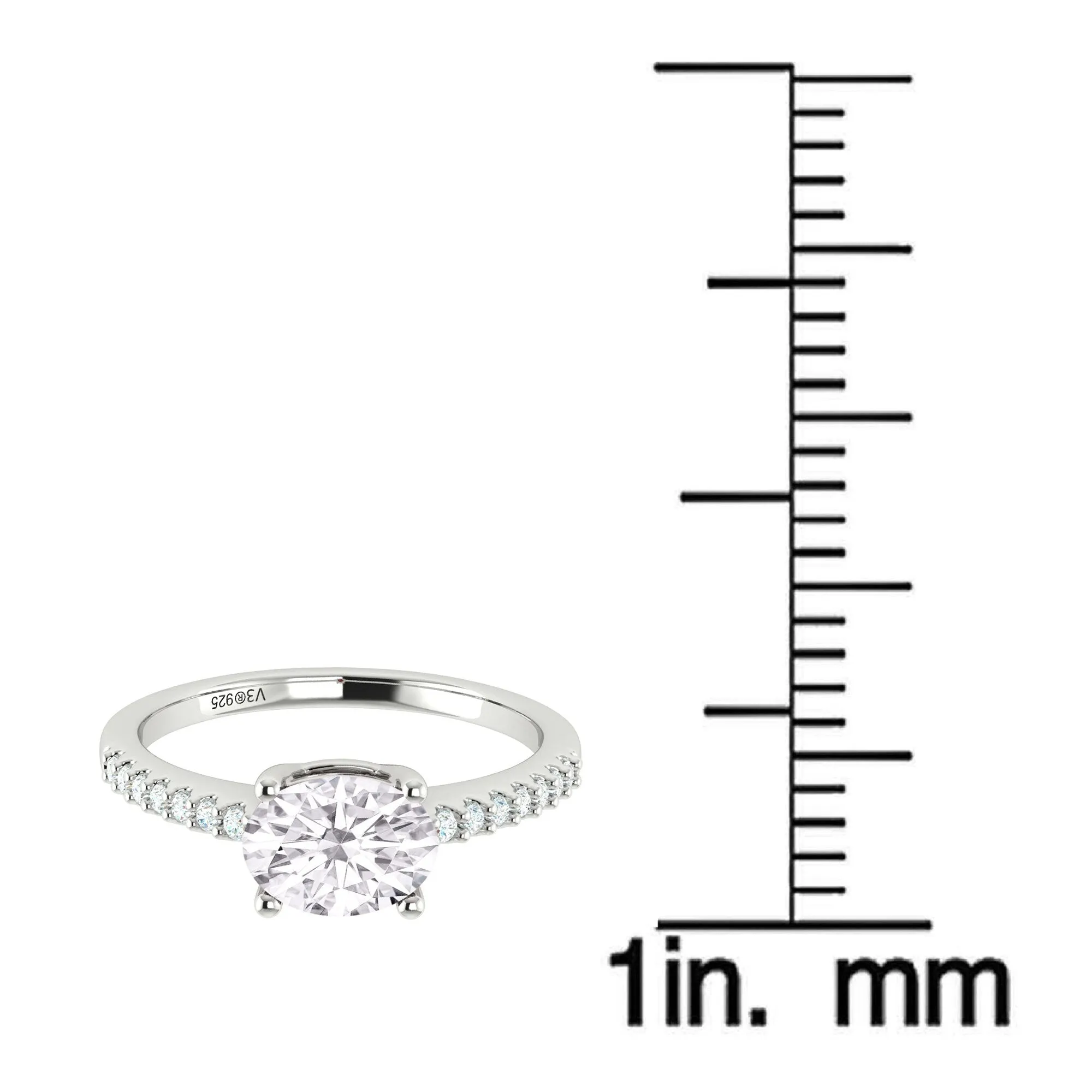 Sterling Silver with Moissanite and White Topaz Solitaire Ring sold by Zulily product image thumbnail 3