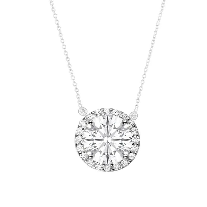 Sterling Silver with Moissanite and White Topaz Halo Pendant with 18" Chain sold by Zulily