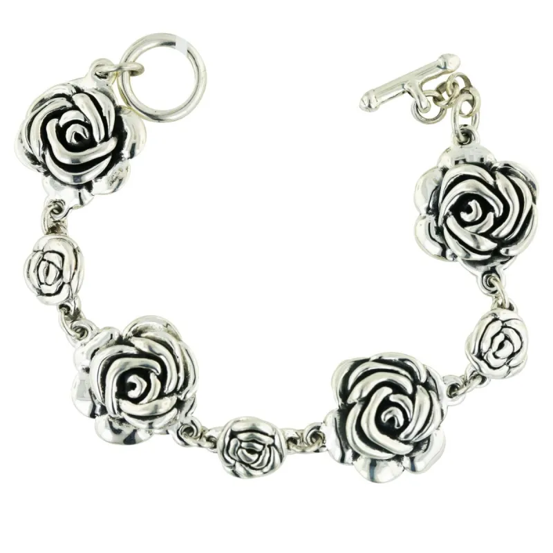 Sterling Silver Forming Rose Flower Link Bracelet sold by Zulily