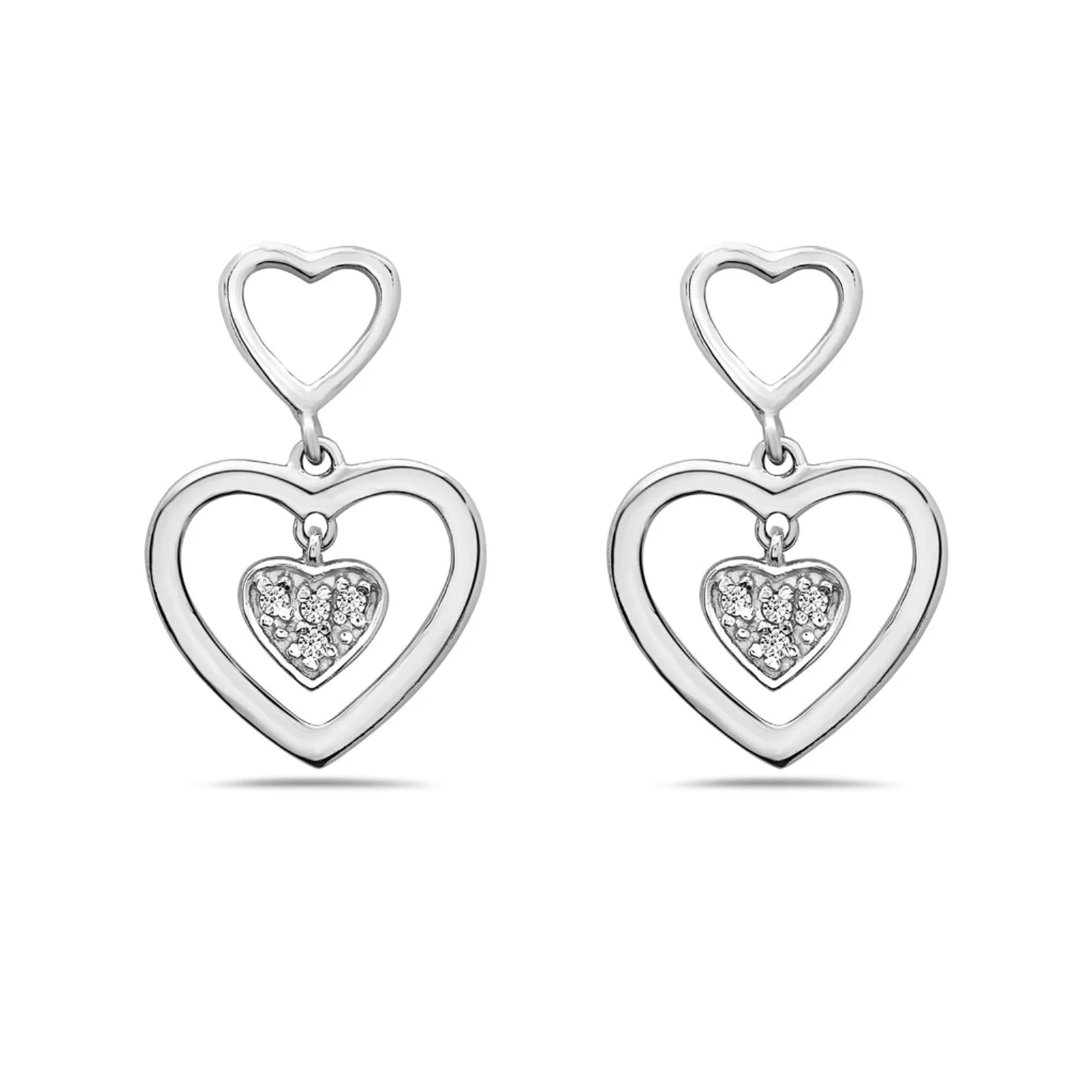 Sterling Silver Double Heart Link CZ Pave sold by Zulily