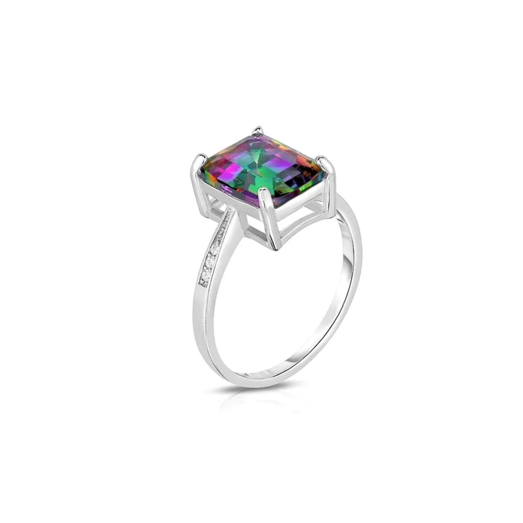 925 Sterling Silver 4.00 CTTW Emerald Cut Mystic Topaz Ring Band Sizes 5-9 sold by Zulily product image thumbnail 4