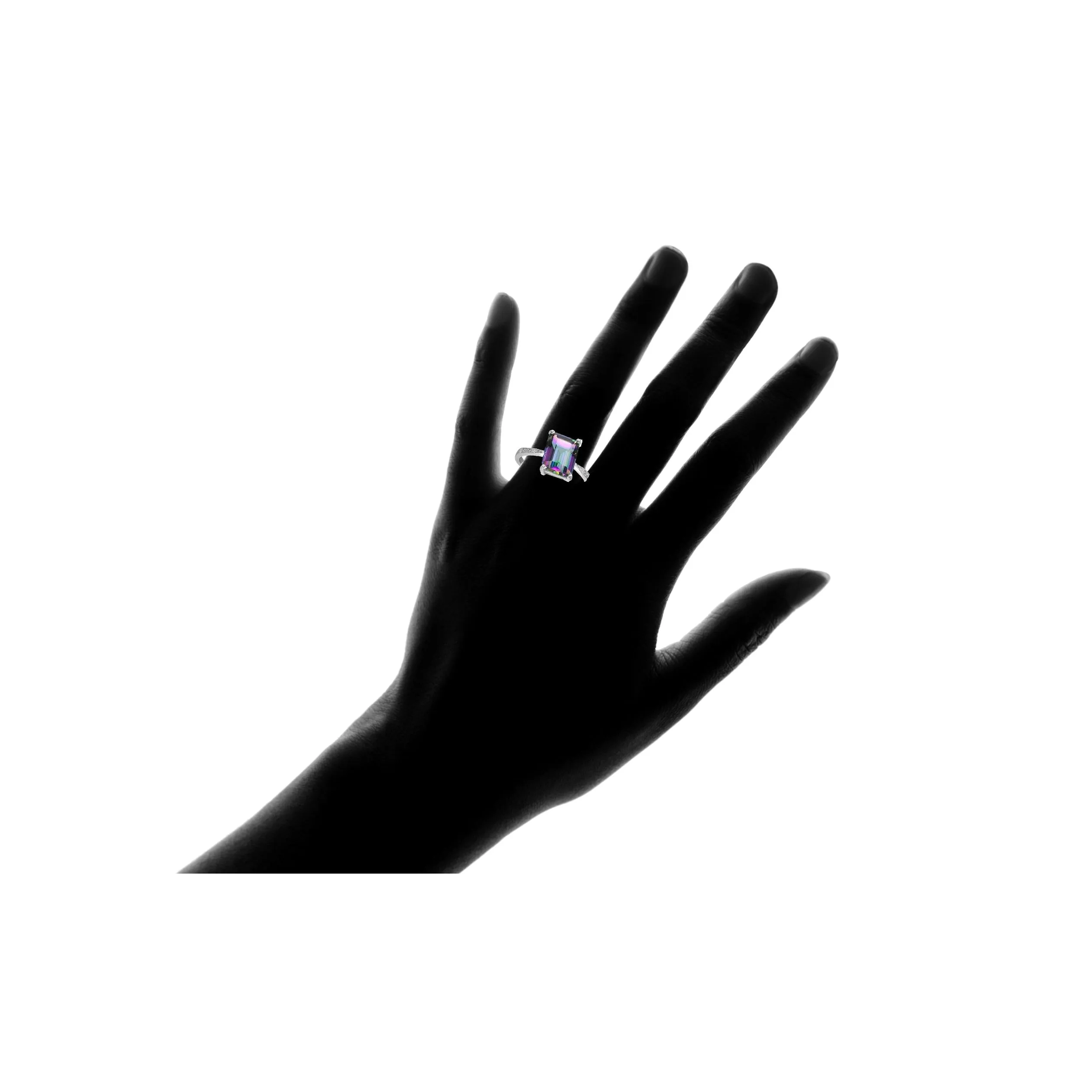 925 Sterling Silver 4.00 CTTW Emerald Cut Mystic Topaz Ring Band Sizes 5-9 sold by Zulily product image thumbnail 5