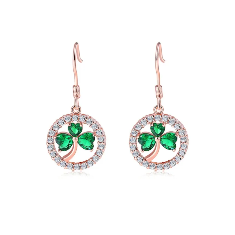 Rose Goldtone Green Cubic Zirconia Clover Drop Earrings - Gold sold by Zulily