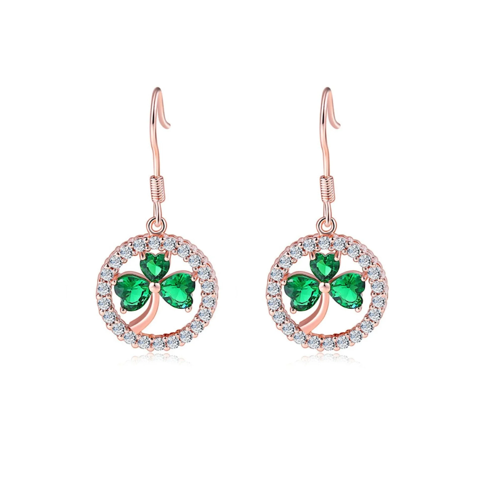 Rose Goldtone Green Cubic Zirconia Clover Drop Earrings - Gold sold by Zulily