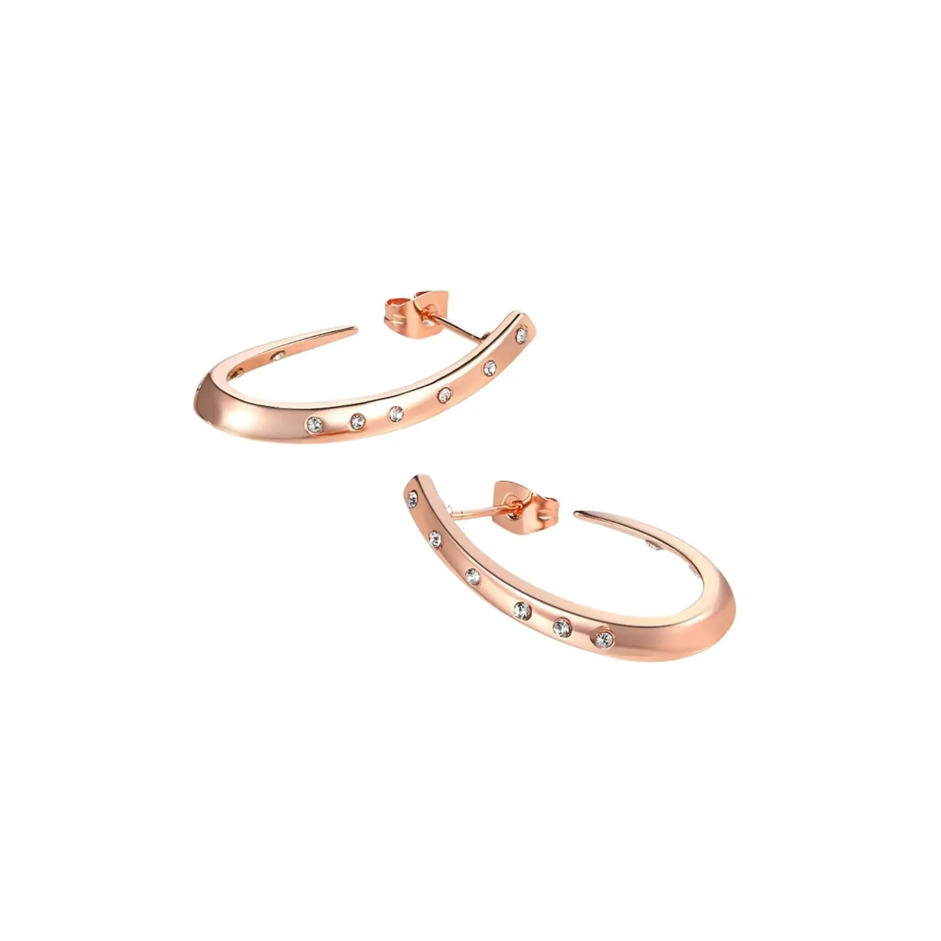 Rose Goldtone Cubic Zirconia Studded Hoop Earrings - Clear sold by Zulily product image thumbnail 2