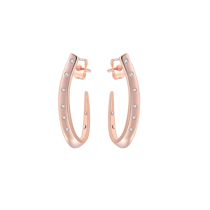 Rose Goldtone Cubic Zirconia Studded Hoop Earrings - Clear sold by Zulily
