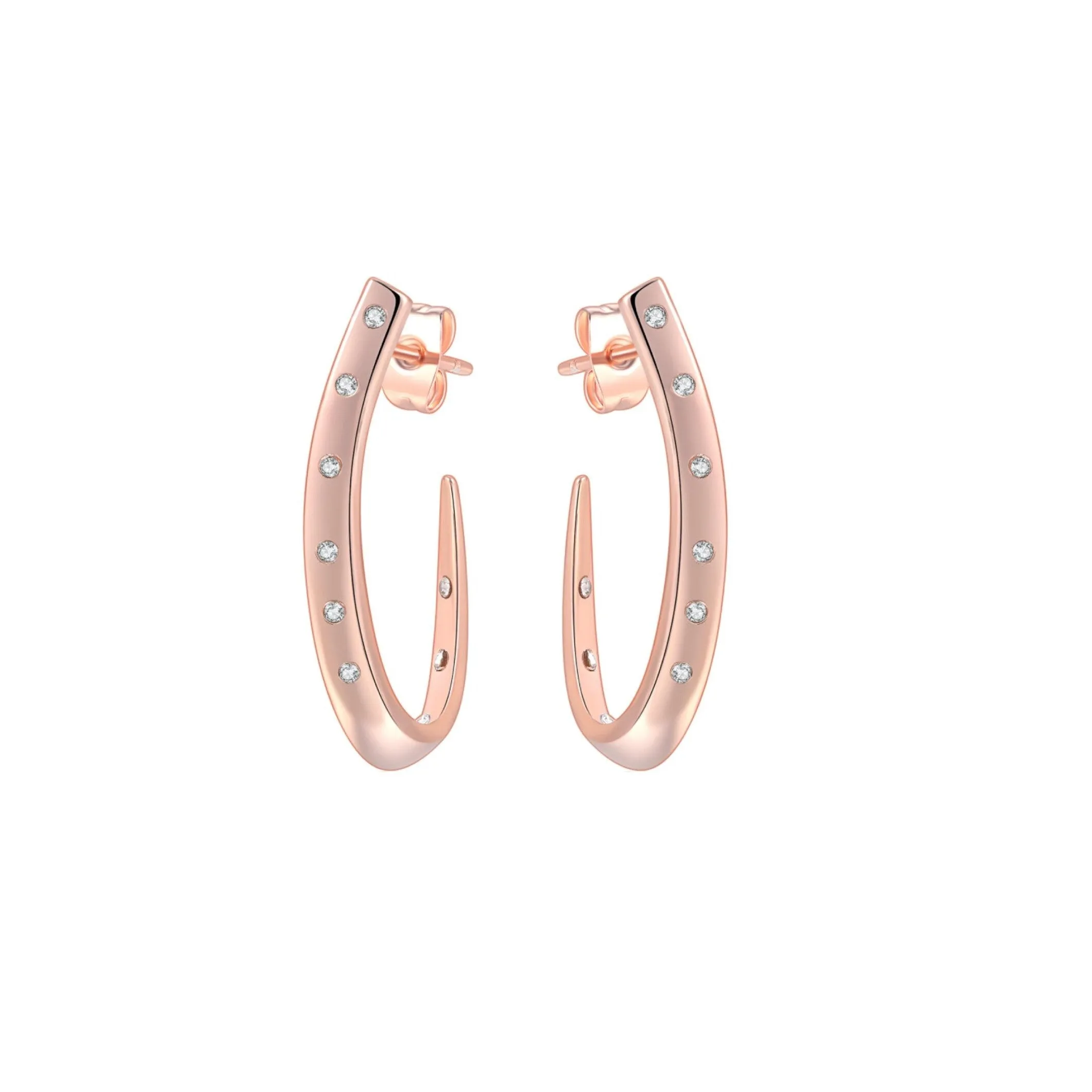 Rose Goldtone Cubic Zirconia Studded Hoop Earrings - Clear sold by Zulily