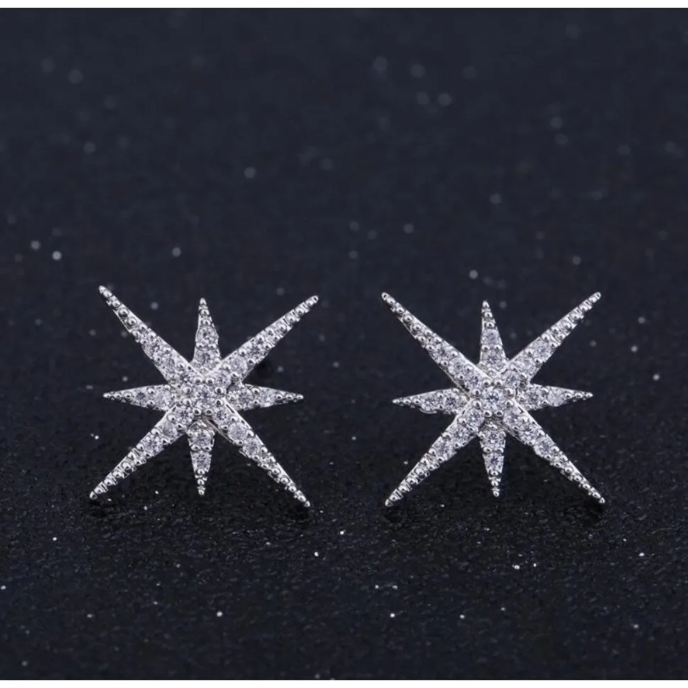 Silvertone Crystal North Star Stud Earrings - White sold by Zulily