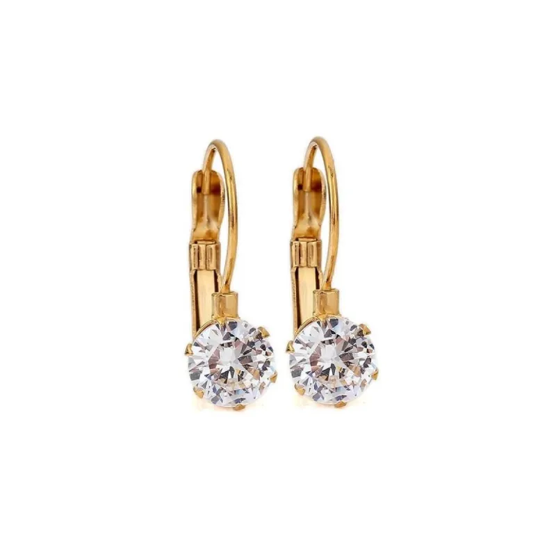 Goldtone Clear Cubic Zirconia Leverback Earrings sold by Zulily
