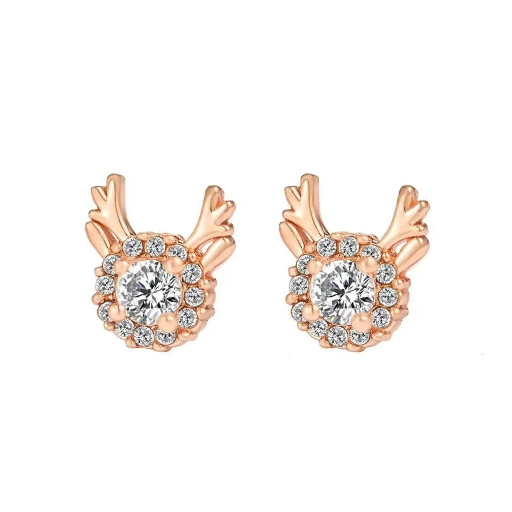 Rose Goldtone Clear Cubic Zirconia Deer Stud Earrings sold by Zulily product image thumbnail 2