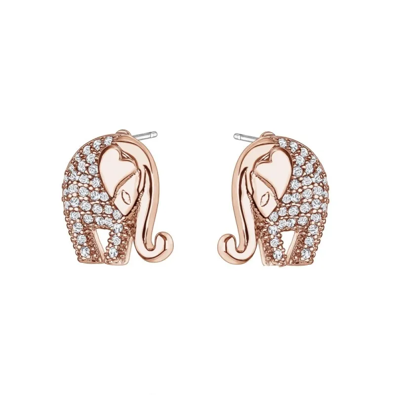 Rose Goldtone Clear Cubic Zirconia Elephant Pave Stud Earrings sold by Zulily