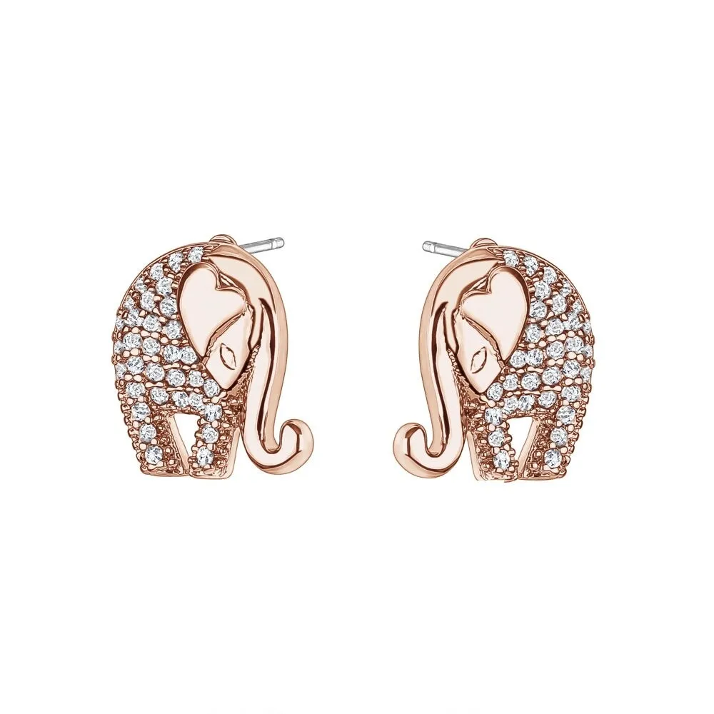 Rose Goldtone Clear Cubic Zirconia Elephant Pave Stud Earrings sold by Zulily