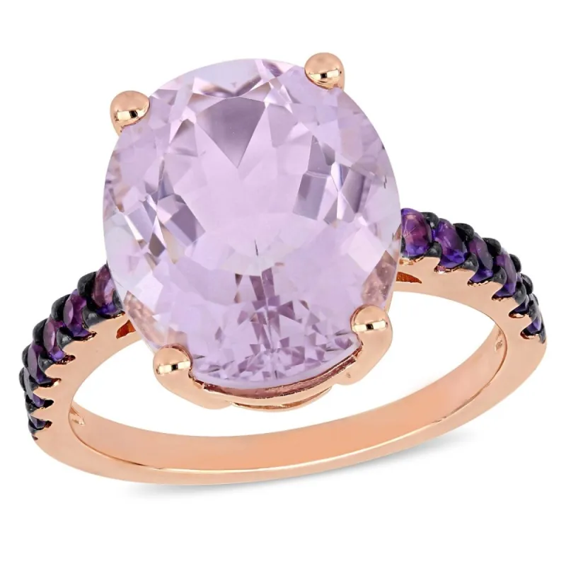 Miadora Rose Plated Sterling Silver Amethyst and Rose de France Cocktail Ring sold by Zulily