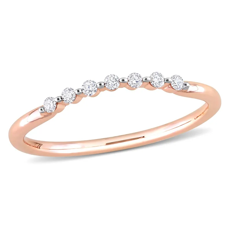 Miadora 14k Rose Gold 1/10ct TDW Diamond Stackable Semi-Eternity Wedding Band Ring sold by Zulily