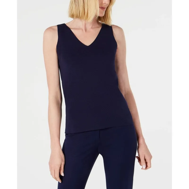 Anne Klein Women's Cotton Blend Knit Tank Top Blue Size Large sold by Zulily