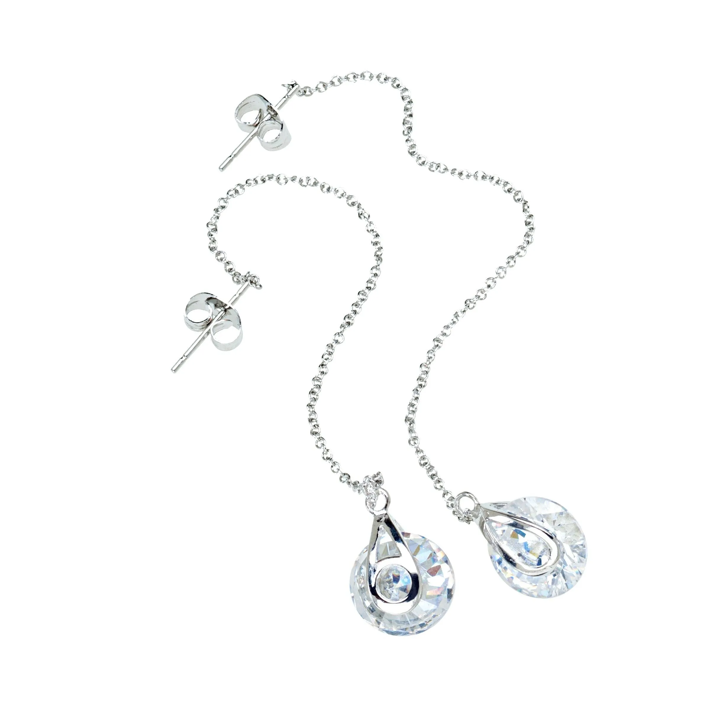 Cubic Zirconia Sterling Silver Threader Earrings - White sold by Zulily